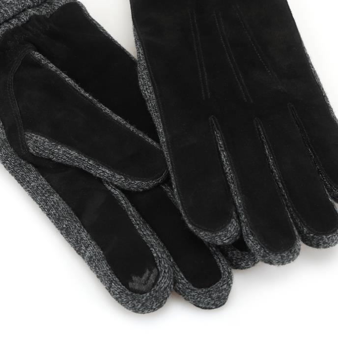 Isotoner® Mens Suede Glove With Knit Cuff Black Extra Image 3